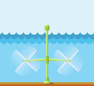 潮汐电站。清洁可再生能源概念