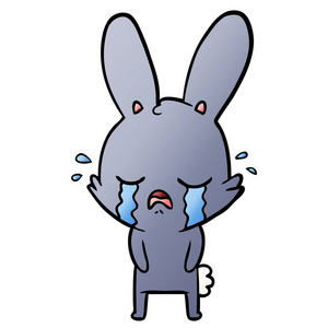 可爱的卡通兔子哭