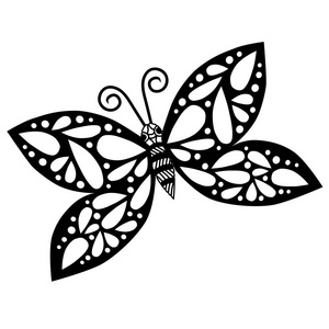 孤立在白色背景上的黑色线条蝴蝶