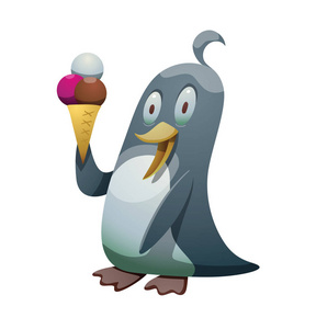 冰淇淋的搞笑企鹅