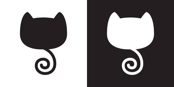 猫矢量小猫尾巴图标卡通插图徽标