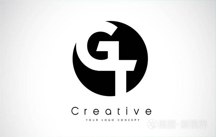 gt字母徽标设计在一个黑色圆圈内