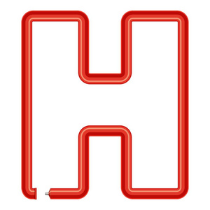 字母 h 塑料管图标, 卡通风格