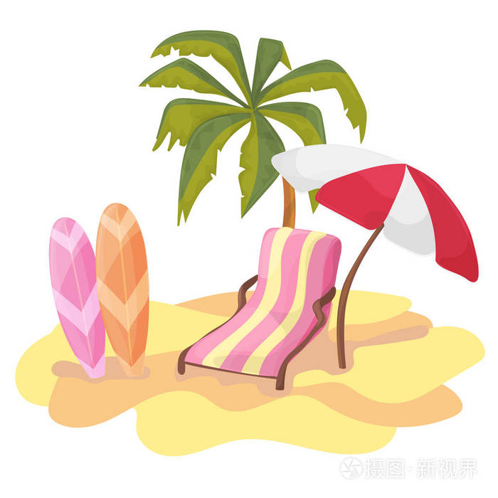 夏季时间背景横幅设计模板和季节元素海滩