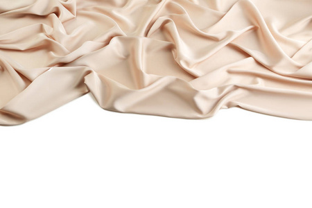 白色背景米色缎布照片
