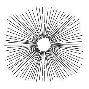 手工绘制的太阳射线在复古风格, 矢量, 插图