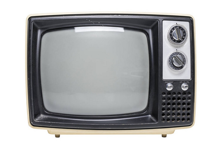 老式管电视与屏幕隔离在白色背景