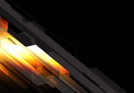 抽象黄橙光多边形技术设计现代未来主义背景矢量插图