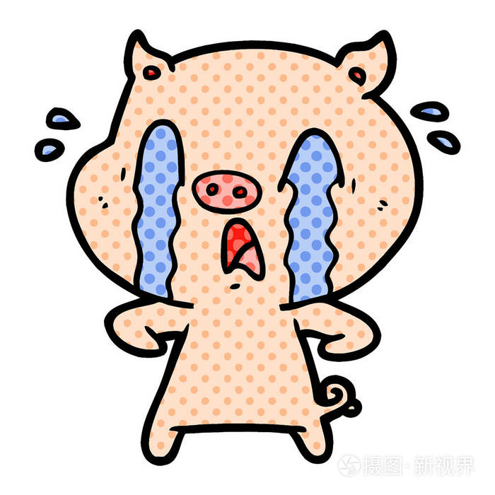 哭猪卡通的矢量例证