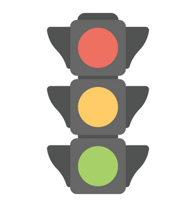交通红绿灯平面设计中的交通信号灯或红绿灯矢量图标照片