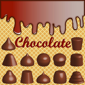 一个华夫饼干背景与巧克力污迹的插图