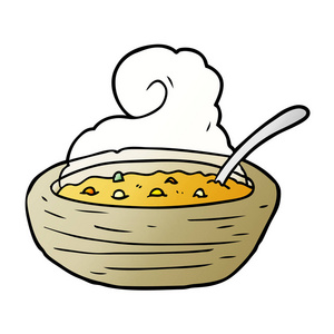 涂鸦炖煮的食物卡通热碗汤照片