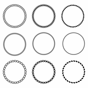 绳索架从航海绳索的一组圆的向量框架。圆形海上装饰绳