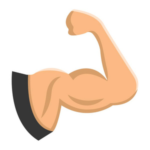 手臂肌肉扁平的图标, 健身和运动, 二头肌标志矢量图形, 一个彩色的固体图案白色背景, eps 10
