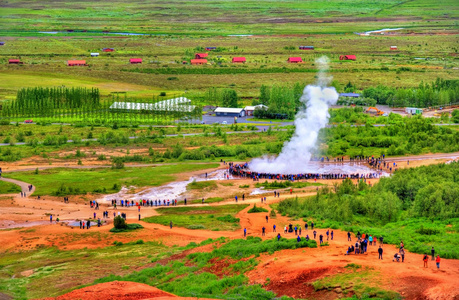 strokkur 在冰岛的间歇泉的喷发