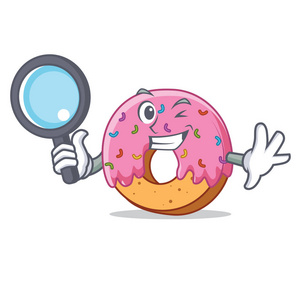 侦探甜甜圈字符卡通风格