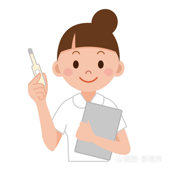 有体温计的护士插画-正版商用图片0fca6x-摄图新视界