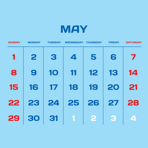 矢量规划历 2016 年。5 月