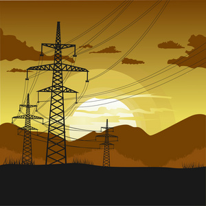 电力铁塔黄昏图片