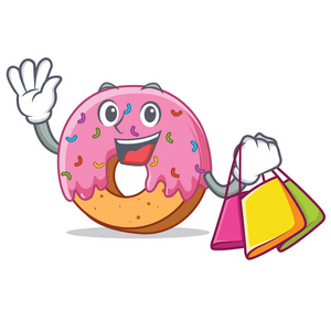 购物甜甜圈字符卡通风格