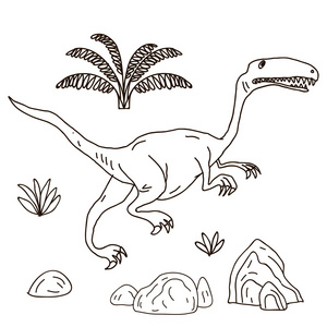 矢量手绘制的插图侏罗系插画