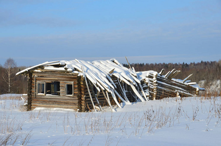 俄罗斯, 阿尔汉格尔斯克地区, Plesetsk 区, 居民在2月放弃了村庄 Mikhailovskoye Isakovska