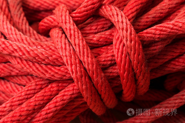 红色尼龙绳纹理背景宏