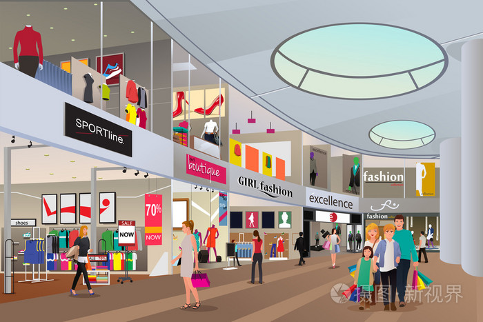 在商场购物的人插画-正版商用图片0fcvxe-摄图新视界