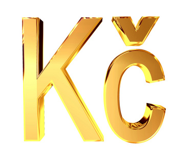 捷克克朗在白色背景下的货币符号照片