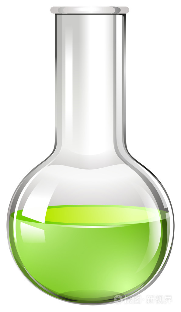 绿色液体在玻璃烧杯