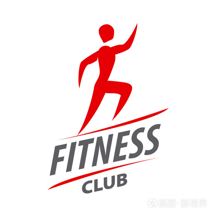 红色矢量标志男子跑步健身俱乐部