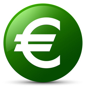 欧元符号图标绿色圆形按钮