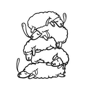 睡羊羊的滑稽漫画孤立的矢量