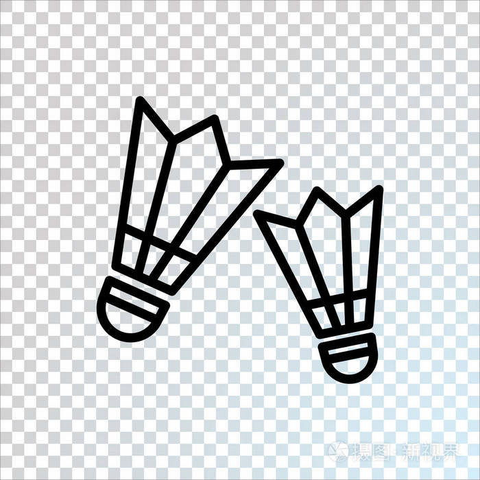羽毛球平面图标, 矢量, 插图
