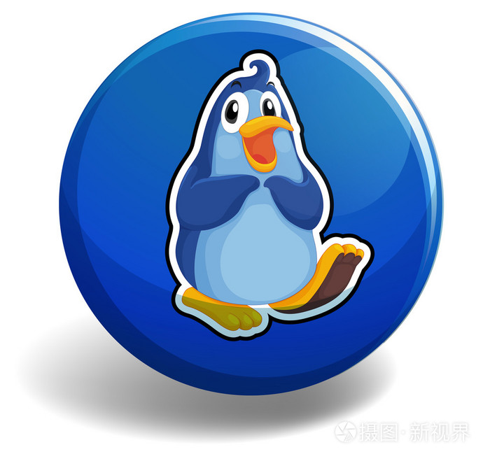 蓝企鹅圆形徽章上