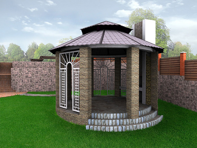 景观设计花园alcove 3D渲染器