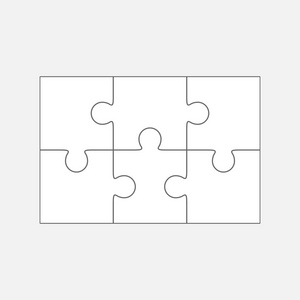 x游戏六个拼图游戏部分,空白矢量 2 x 3 件照片