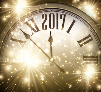 与时钟 2017年新年背景