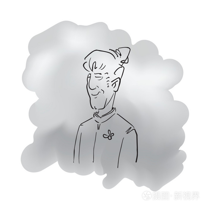 肖像老男人素描卡通绘图插画-正版商用图片0fdqot-摄图新视界