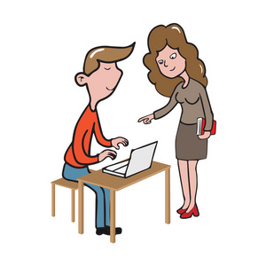 讨论工作的漫画图片