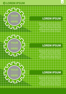 矢量绿色宣传册封面设计与齿轮图片
