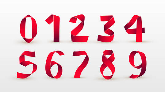 红丝带脚本字体.现代风格的纸字体.字母.3d. 数字.元素设计.