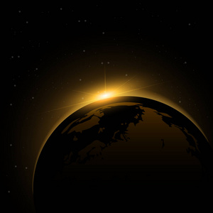 来自太空的黎明来自太空的黎明太阳在地球后面升起。矢量背景