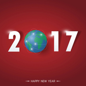 快乐新的 2017 年。问候卡。多彩的设计。矢量生病了