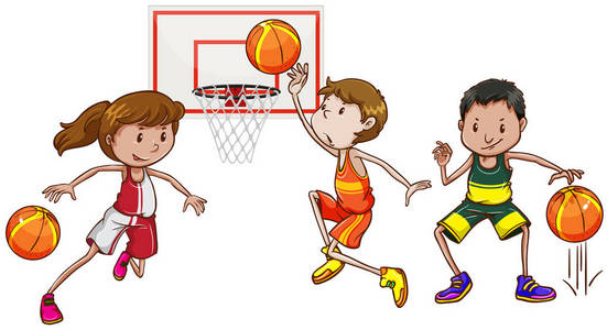三人在打篮球