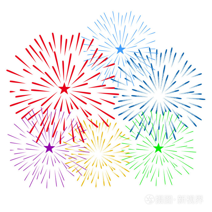 新的一年的烟花汇演和所有庆祝矢量图