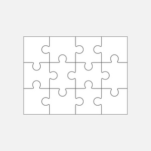 十二色环拼图游戏空白模板 4 x 3,十二块照片
