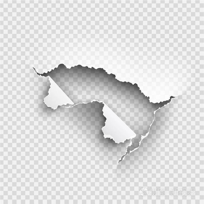 在透明背景下撕裂金属的破烂弹孔