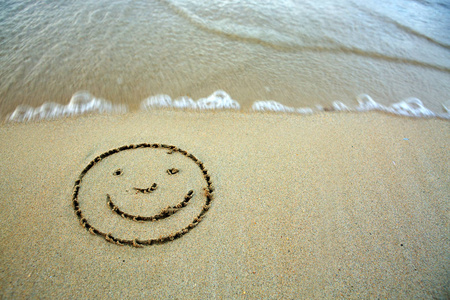 加勒比海滩沙滩上的笑容画