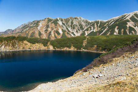 Mikurigaike 池塘在立山山脉